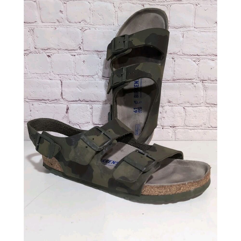 Birkenstock Sandals Milano Soft Footbed Desert Soil Camo Green Sz Men 8 Women 10